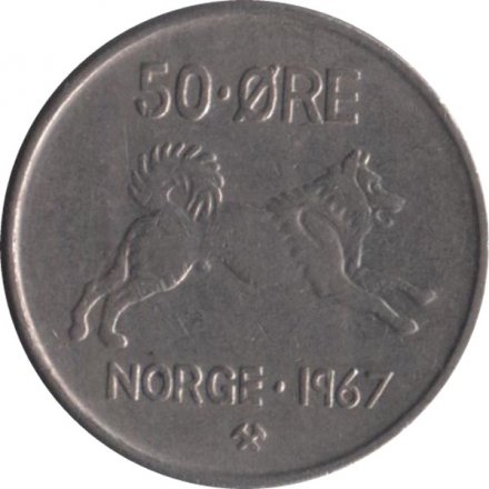 Норвегия 50 эре 1967 год
