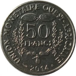 Западная Африка 50 франков 2014 год - Гиря Ашанти