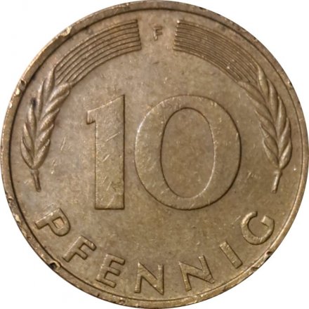 ФРГ 10 пфеннигов 1975 год - F