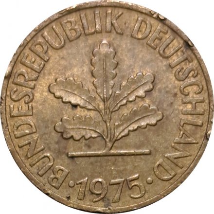 ФРГ 10 пфеннигов 1975 год - F