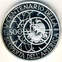 Италия 500 лир 1990 год