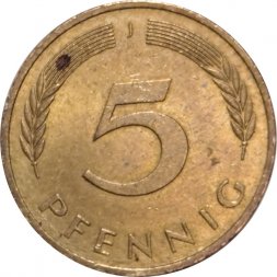 ФРГ 5 пфеннигов 1976 год - J