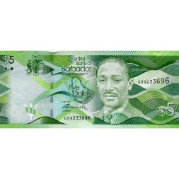 Барбадос 5 долларов 2013 год - Портрет сэра Ф.Воррелла