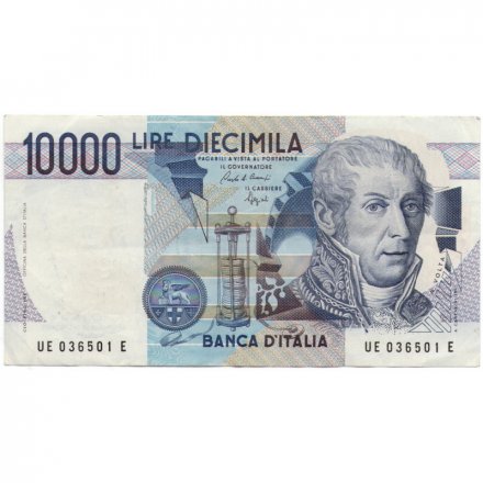 Италия 10000 лир 1984 год - Физик Алессандро Вольта VF+