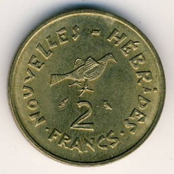 Монета Новые Гебриды 2 франка 1970 год