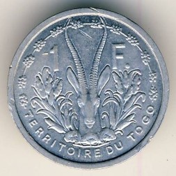 Монета Того 1 франк 1948 год