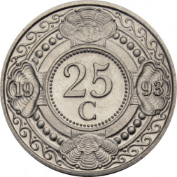 Антильские острова 25 центов 1993 год