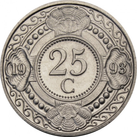 Антильские острова 25 центов 1993 год