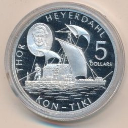 Острова Кука 5 долларов 2002 год