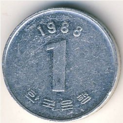 Южная Корея 1 вон 1988 год