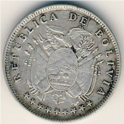Боливия 20 сентаво 1909 год