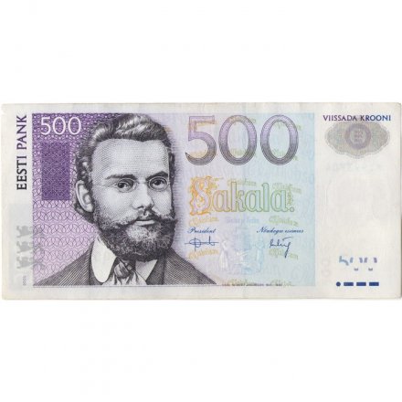 Эстония 500 крон 2000 год - Портрет К. Якобсона VF