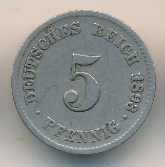 Германия 5 пфеннигов 1893 год (F)
