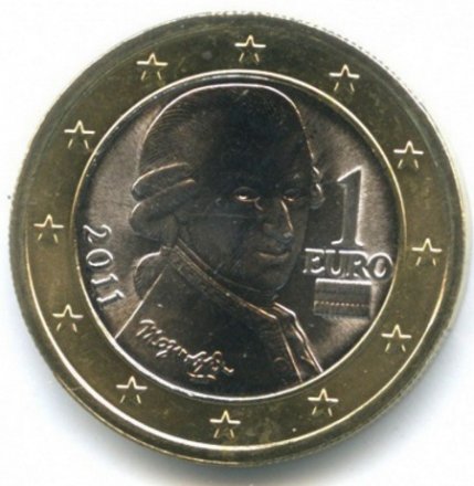 Австрия 1 евро 2011 год - Вольфганг Амадей Моцарт