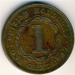 Монета Британский Гондурас 1 цент 1947 год