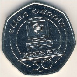 Остров Мэн 50 пенсов 1989 год