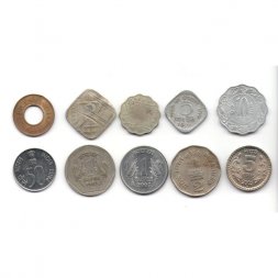Набор из 10 монет Индия 1919 - 2003 год