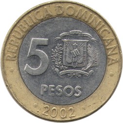 Доминиканская республика 5 песо 2002 год - Франсиско дель Росарио Санчес