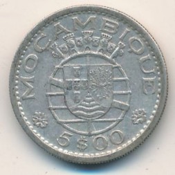 Монета Мозамбик 5 эскудо 1960 год