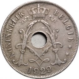 Бельгия 25 сантимов 1929 год BELGIE