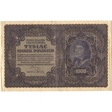 Польша 1000 польских марок 1919 год - Немецкая оккупация - VF-