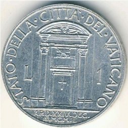 Ватикан 1 лира 1950 год