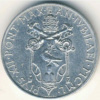 Ватикан 1 лира 1950 год