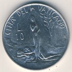 Ватикан 10 лир 1982 год