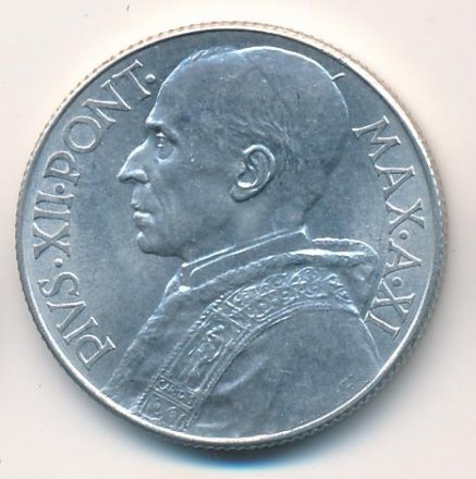 Ватикан 5 лир 1949 год