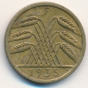 Веймарская республика 5 рейхспфеннигов 1935 год (F)