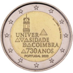 Португалия 2 евро 2020 год - 730 лет университету Коимбры