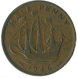 Великобритания 1/2 пенни 1946 год
