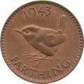 Великобритания 1 фартинг 1943 год - Крапивник
