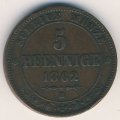 Саксония 5 пфеннигов 1862 год