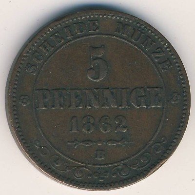 Саксония 5 пфеннигов 1862 год