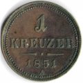 Австрия 1 крейцер 1851 год (A)