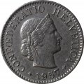 Швейцария 5 раппенов 1957 год