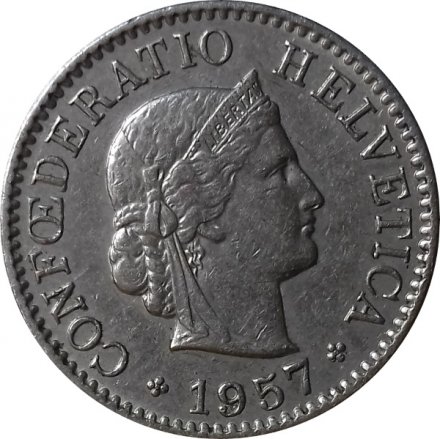 Швейцария 5 раппенов 1957 год