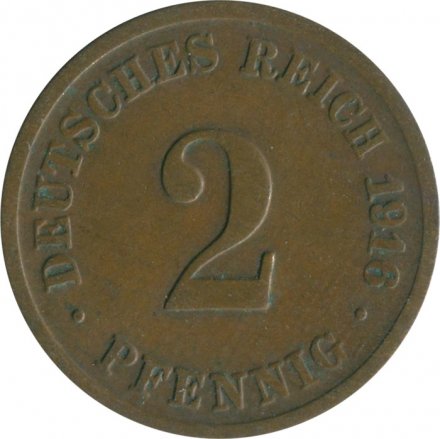 Германия 2 пфеннига 1916 год (D)