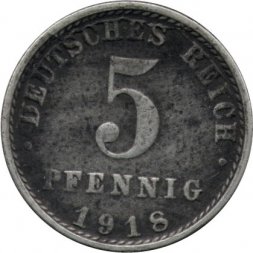 Германия 5 пфеннигов 1918 год (A)