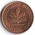 ФРГ 2 пфеннига 1986 год - D