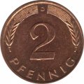 ФРГ 2 пфеннига 1986 год - D