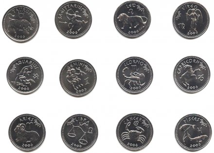 Набор из 12 монет Сомалиленд 2006 год - Знаки Зодиака