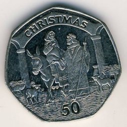 Гибралтар 50 пенсов 2003 год - Рождество. Мария и Иосиф