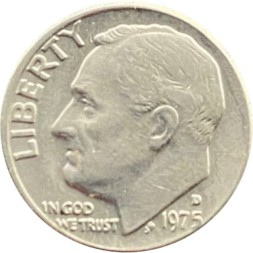 США 1 дайм (10 центов) 1975 год - Франклин Рузвельт (D)