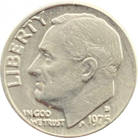 США 1 дайм (10 центов) 1975 год - Франклин Рузвельт (D)