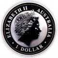 Австралия 1 доллар 2005 год - Австралийская кукабарра /сидящая на ветке, надпись в кругу/