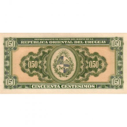 Уругвай 50 сентесимо 1939 год - Портрет Хосе Хервасио Артигаса UNC