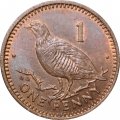Гибралтар 1 пенни 1990 год (AA) - Берберская куропатка