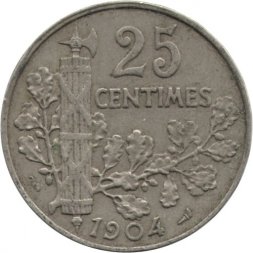Франция 25 сантимов 1904 год